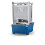 Acél kármentő tálca 1 IBC-hez lefejtő területtel, classic-line, lakkozott, rácsrostéllyal