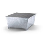   Acél kármentő tálca 1 IBC-hez lefejtő területtel, horganyzott, rácsrostéllyal