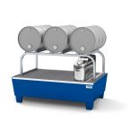 Lefejtő állomás acélból, 3 db 60 literes hordóhoz, lakkozott, horg. hordótartó bakkal