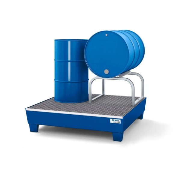 Lefejtő állomás acélból, 1db 200 literes hordóhoz, lakkozott, horganyzott hordótartó bakkal