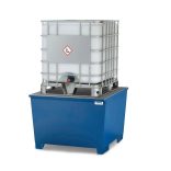 Acél kármentő tálca 1 IBC-hez, lakkozott, rácsrostéllyal